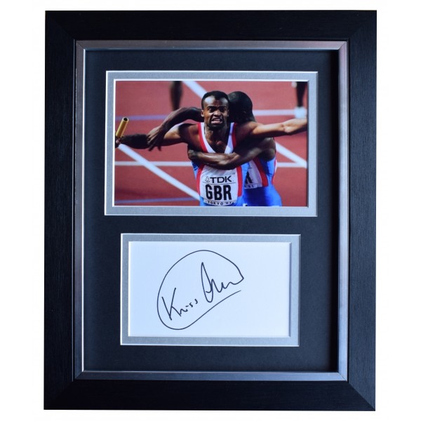 Kriss Akabusi Signed 10x8 Framed Autograph Photo Display Olympic Hurdles COA Perfect Gift Memorabilia		
