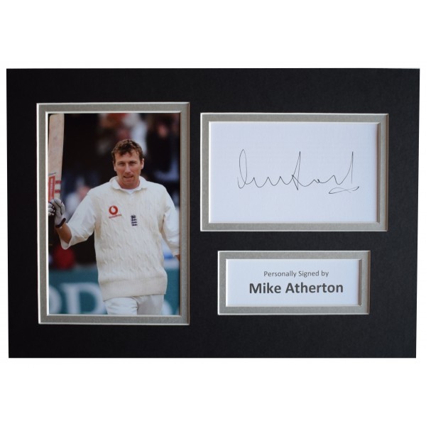 Mike Atherton Signed Autograph A4 photo display Cricket Sport AFTAL COA Perfect Gift Memorabilia		