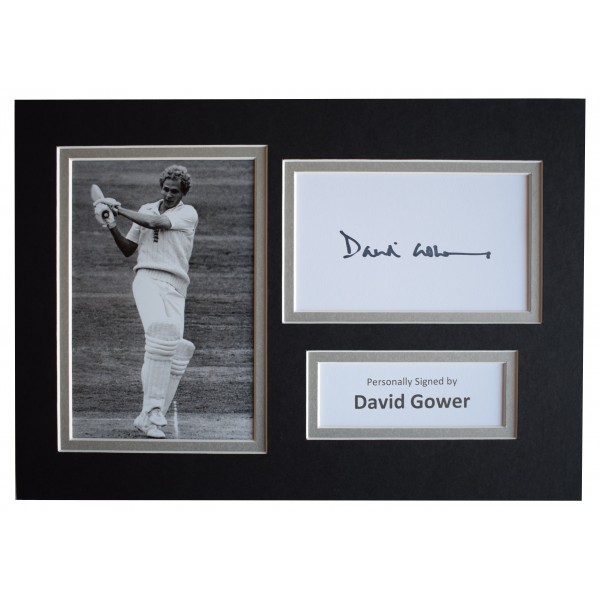 David Gower Signed Autograph A4 photo display Cricket Sport AFTAL COA Perfect Gift Memorabilia	