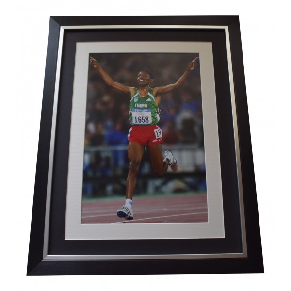 Haille Gebrselassie Signed Framed Autograph 16x12 photo display Olympic Athletic Perfect Gift Memorabilia