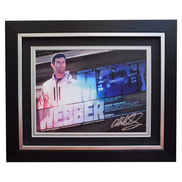 Mark Webber Signed 10x8 Framed Autograph Photo Display Formula 1 Racing COA Perfect Gift Memorabilia		