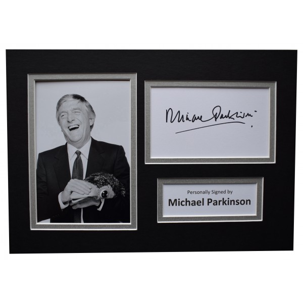 Michael Parkinson Signed Autograph A4 photo display Chat Show TV AFTAL COA  Perfect Gift Memorabilia