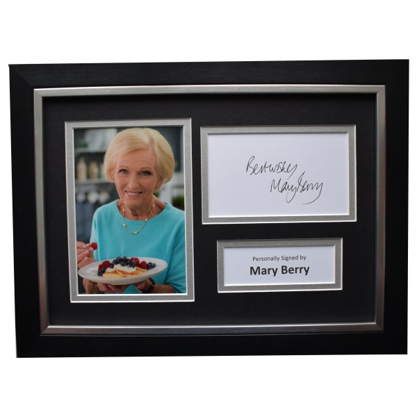 Mary Berry Signed A4 Framed Autograph Photo Display Bake Off TV COA Perfect Gift Memorabilia		