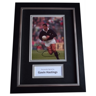 Gavin Hastings Signed A4 Framed Autograph Photo Display Rugby Union COA Perfect Gift Memorabilia	