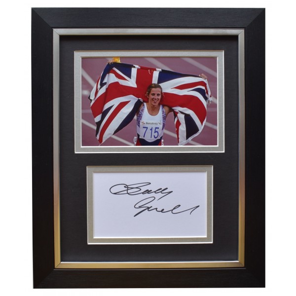 Sally Gunnell Signed 10x8 Framed Autograph Photo Display Olympic Hurdles COA Perfect Gift Memorabilia		