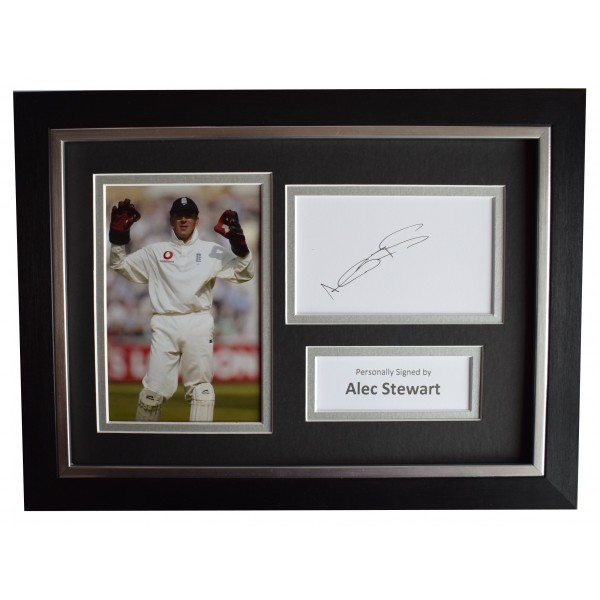 Alec Stewart Signed A4 Framed Autograph Photo Display England Cricket AFTAL COA Perfect Gift Memorabilia			