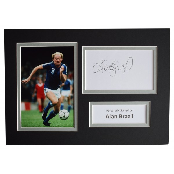 Alan Brazil Signed Autograph A4 photo display Ipswich Town Sport AFTAL COA