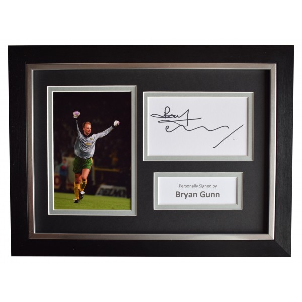 Bryan Gunn Signed A4 Framed Autograph Photo Display Norwich City AFTAL COA