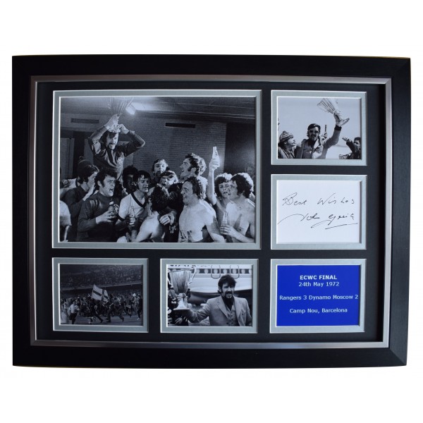 John Greig Signed Autograph 16x12 framed photo display Rangers 1972 ECWC Winners  Perfect Gift Memorabilia