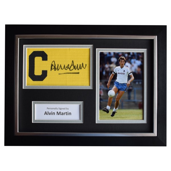 Alvin Martin Signed FRAMED Captains Armband A4 Photo Display West Ham United COA Perfect Gift Memorabilia	