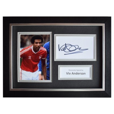 Viv Anderson Signed A4 Framed Autograph Photo Display Notts Forest AFTAL COA Perfect Gift Memorabilia			