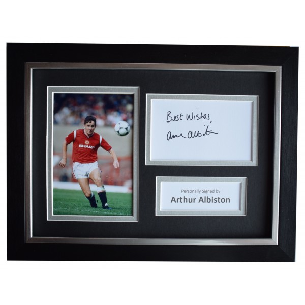 Arthur Albiston Signed A4 Framed Autograph Photo Display Man Utd AFTAL COA Perfect Gift Memorabilia	