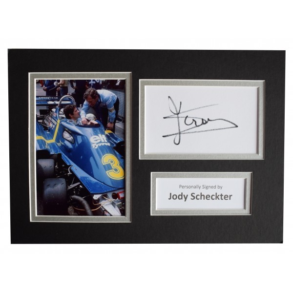 Jody Scheckter Signed Autograph A4 photo display F1 Memorabilia AFTAL COA  Perfect Gift Memorabilia	
