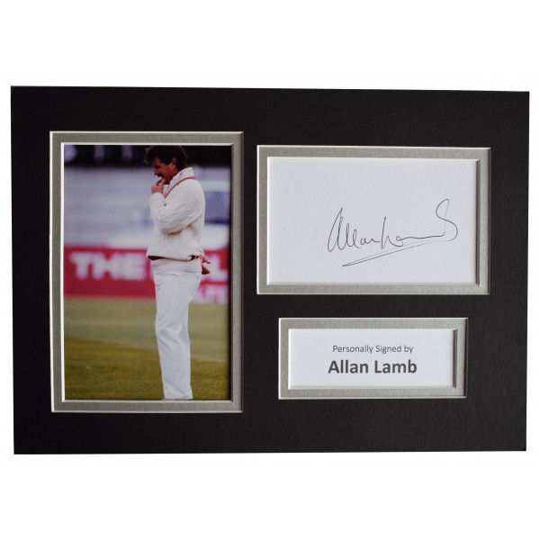 Allan Lamb Signed Autograph A4 photo display England Cricket Sport AFTAL COA  Perfect Gift Memorabilia			
