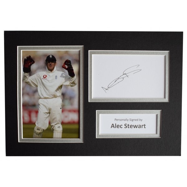 Alec Stewart Signed Autograph A4 photo display England Cricket Sport AFTAL COA Perfect Gift Memorabilia