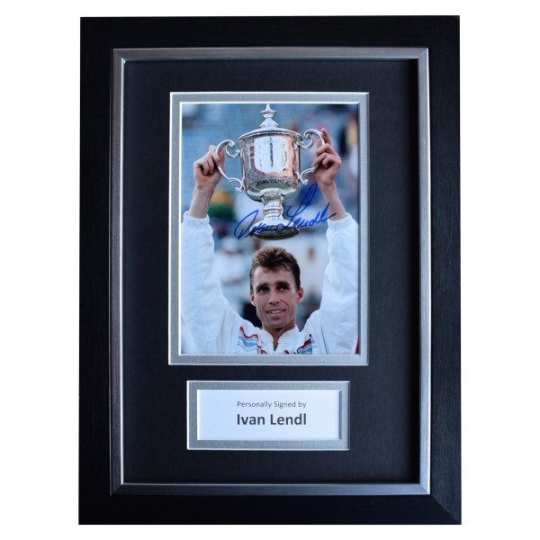 Ivan Lendl Signed A4 Framed Autograph Photo Mount Display Tennis Sport AFTAL COA Perfect Gift Memorabilia	