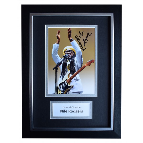Nile Rodgers Signed A4 Framed Autograph Photo Display Chic Le Freak Music COA Perfect Gift Memorabilia	