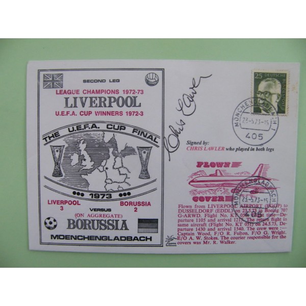 CHRIS LAWLER SIGNED AUTOGRAPH FIRST DAY COVER FDC LIVERPOOL UEFA CUP FINAL 1973 AFTAL  COA Memorabilia PERFECT GIFT