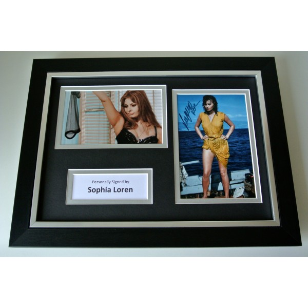Sophia Loren Signed A4 FRAMED photo mount Autograph display Hollywood Film & COA Perfect Gift