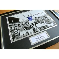 JOHN GREIG Signed FRAMED Photo Autograph 16x12 Display RANGERS See PROOF & COA      PERFECT GIFT