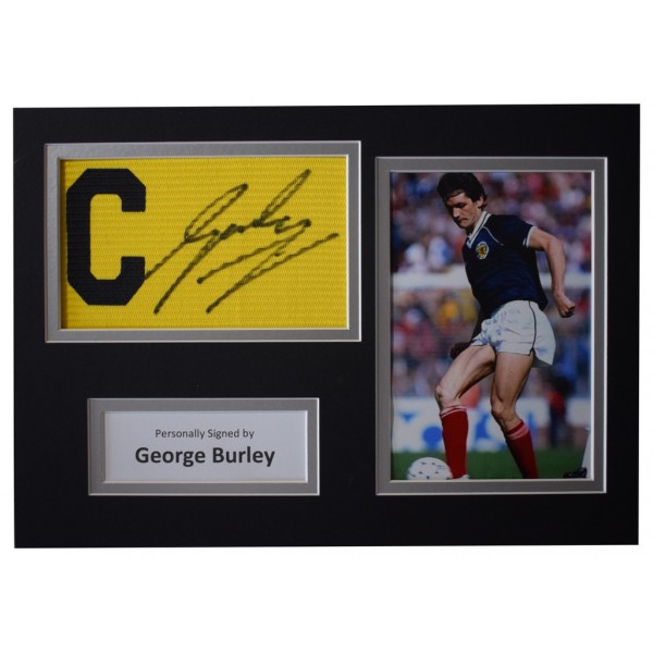 George Burley Signed Captains Armband A4 photo display Scotland Football AFTAL  COA Memorabilia PERFECT GIFT