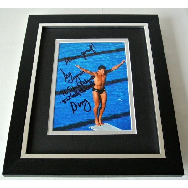 Greg Louganis SIGNED 10X8 FRAMED Photo Autograph Display Platform Diver & COA 	 PERFECT GIFT 