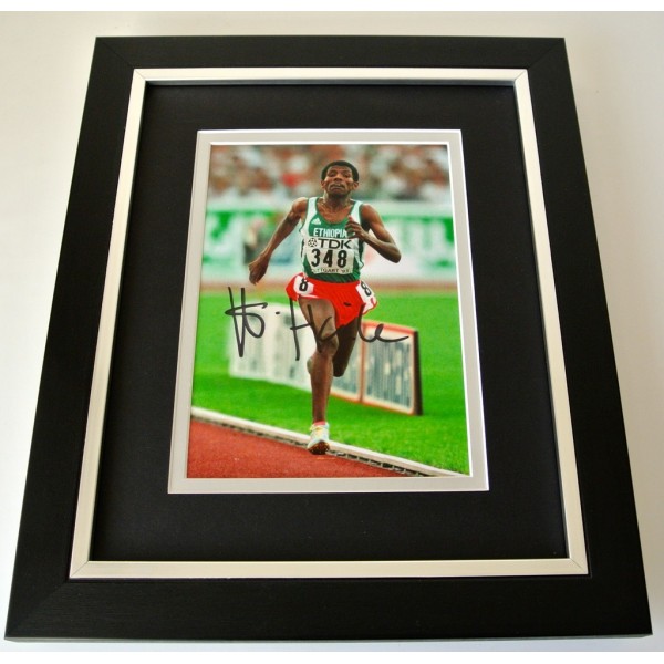 Haile Gebrselassie SIGNED 10x8 FRAMED Photo Autograph Display Marathon & COA   PERFECT GIFT 