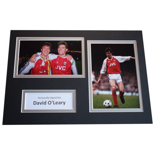 David O'Leary Signed Autograph A4 photo display Arsenal Football   AFTAL &  COA Memorabilia PERFECT GIFT
