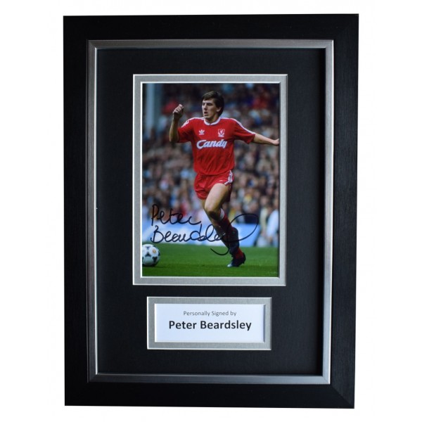 Peter Beardsley Signed A4 FRAMED Autograph Photo Display Liverpool   AFTAL  COA Memorabilia PERFECT GIFT