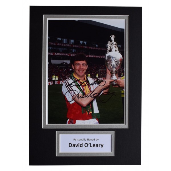 David O'Leary Signed Autograph A4 photo display Arsenal Football AFTAL  COA Memorabilia PERFECT GIFT