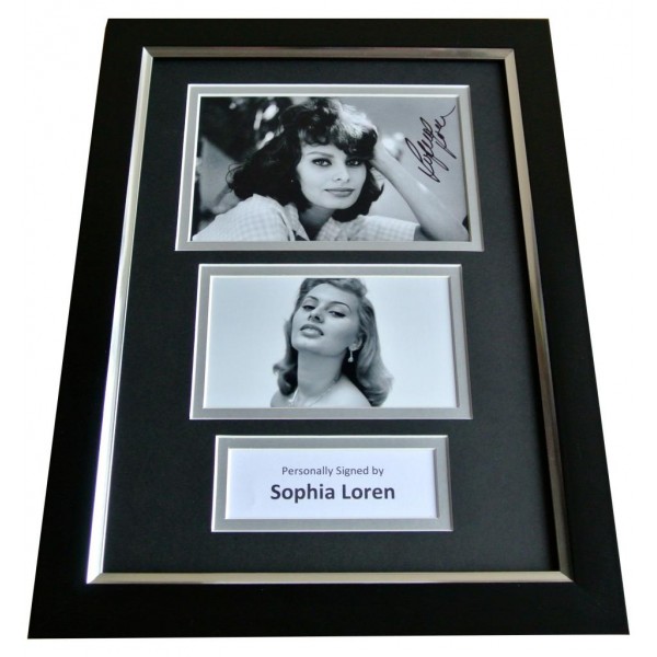 Sophia Loren Signed Autograph A4 photo mount display Italy Film AFTAL COA 