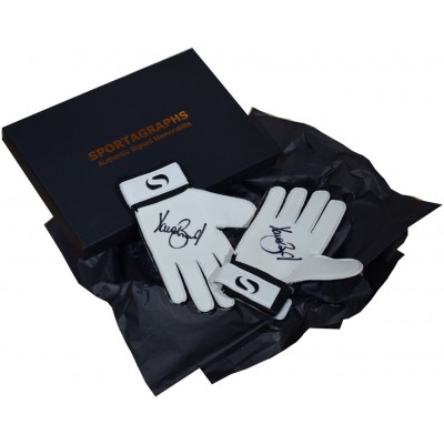 Dave Beasant SIGNED Pair Goalkeeper Gloves Autograph Gift Box Wimbledon PROOF  AFTAL &  COA Memorabilia PERFECT GIFT