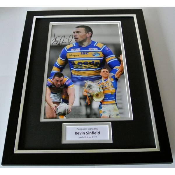 PHOTO PROOF KEVIN SINFIELD SIGNED BOOK AUTOGRAPH COA LEEDS RHINOS LEAGUE YEARS 