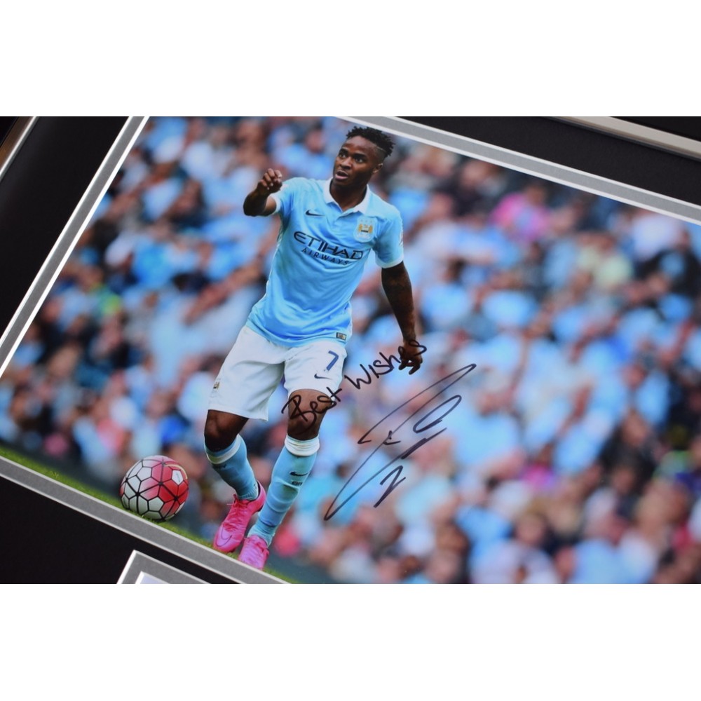 Raheem Sterling Signed Mounted Photo Display England FC Autographed Gift Picture Print