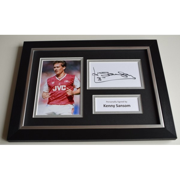 Kenny Sansom Signed Autograph A4 FRAMED photo display Arsenal Football AFTAL & COA Memorabilia PERFECT GIFT