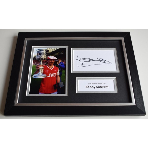 Kenny Sansom Signed Autograph A4 FRAMED photo display Arsenal Football  AFTAL & COA Memorabilia PERFECT GIFT