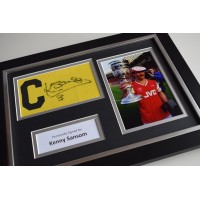 Kenny Sansom SIGNED FRAMED Captains Armband A4 Display Arsenal Football   AFTAL & COA Memorabilia PERFECT GIFT