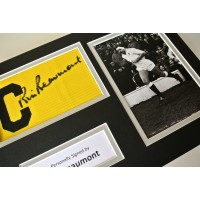 Bill Beaumont Signed Captains Armband A4 photo display England Rugby PROOF COA