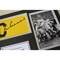 Bill Beaumont Signed Captains Armband A4 photo display England Rugby PROOF COA