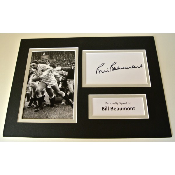 Bill Beaumont Signed Autograph A4 photo mount display England Rugby PROOF COA