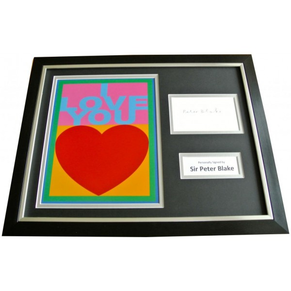 PETER BLAKE Signed FRAMED Photo Mount Display AUTOGRAPH i Love You Art & COA     PERFECT GIFT 
