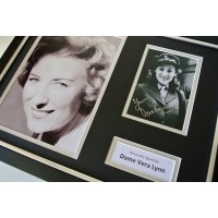 Vera Lynn SIGNED FRAMED Photo mount Autograph 16x12 display WW2 Music COA