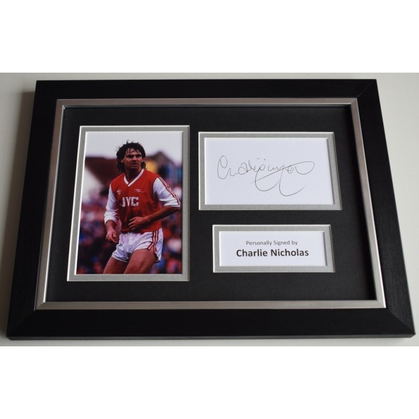 Charlie Nicholas Signed A4 FRAMED photo Autograph display Arsenal Football  AFTAL & COA  PERFECT GIFT 