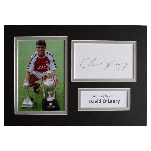 David O'Leary Signed Autograph A4 photo display Arsenal Football AFTAL COA Perfect Gift Memorabilia	