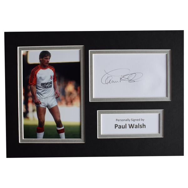 Paul Walsh Signed Autograph A4 photo display Luton Town Football AFTAL COA Perfect Gift Memorabilia	