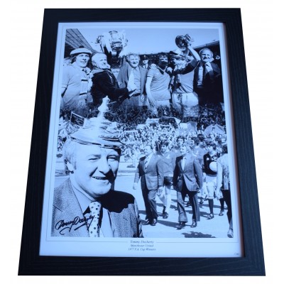 Tommy Docherty Signed Autograph 16x12 framed photo display Manchester United COA Perfect Gift Memorabilia	