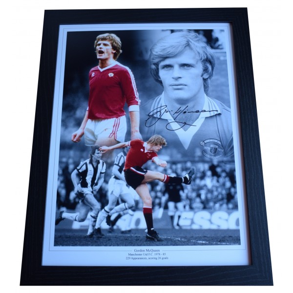 Gordon McQueen Signed Autograph 16x12 framed photo display Manchester United COA Perfect Gift Memorabilia