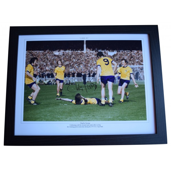 Charlie George Signed Autograph 16x12 framed photo display Arsenal Football COA Perfect Gift Memorabilia