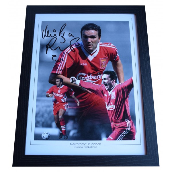 Neil Ruddock Signed Autograph 16x12 framed photo display Liverpool Football COA Perfect Gift Memorabilia	