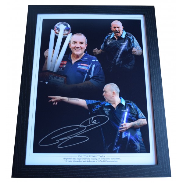 Phil 'The Power' Taylor Signed Autograph 16x12 framed photo display Darts COA Perfect Gift Memorabilia		